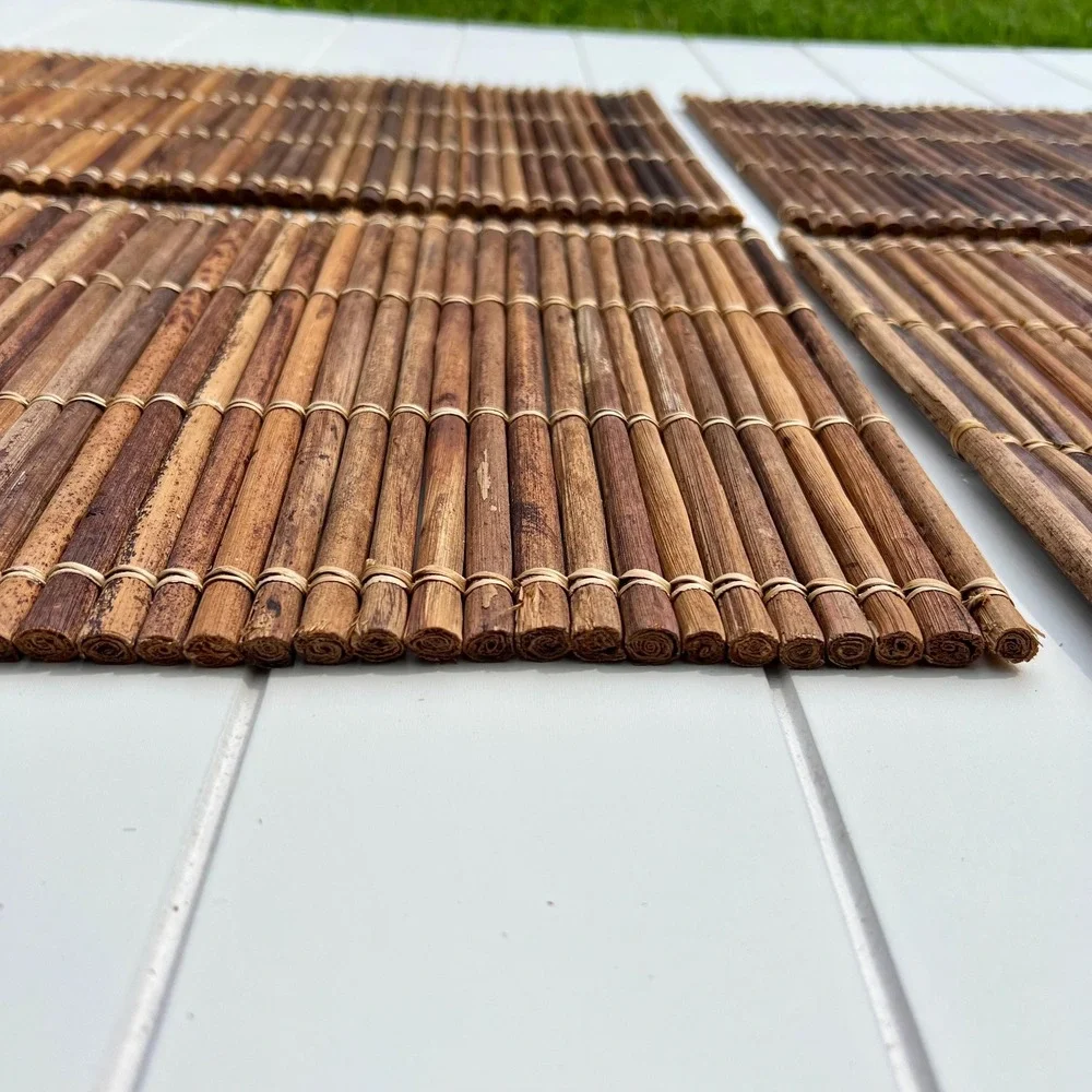 Vintage Natural Bamboo Placemats | Set of 4 | Table Decor